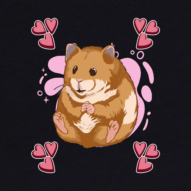 Pink Heart Design Hamster by TheTeeBee